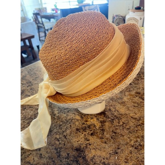 Vintage Yves Saint Laurent Straw Summer Ladies Hat - Picture 1 of 7